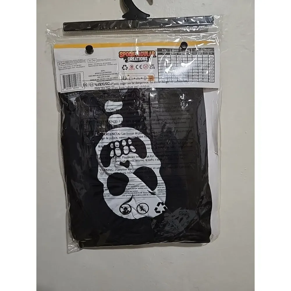 Skeleton Jumpsuit Costume Child Large 10-12 Halloween Cosplay